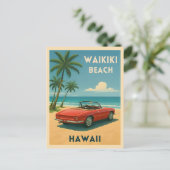 レトロヴィンテージトラベルハワイキキビーチ ポストカード (スタンド正面)