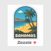 レトロヴィンテージトラベルバハマビーチ風景 シール (シート)