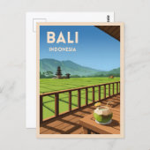 レトロヴィンテージトラベルバリインドネシアランドスケープ ポストカード (正面/裏面)