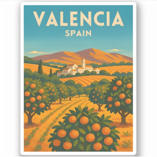 レトロヴィンテージトラベルバレンシアスペインオレンジファーム シール (正面)