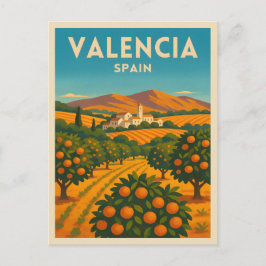 レトロヴィンテージトラベルバレンシアスペインオレンジファーム ポストカード