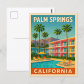 レトロヴィンテージトラベルパーム春カリフォルニアモーテル ポストカード (正面/裏面)