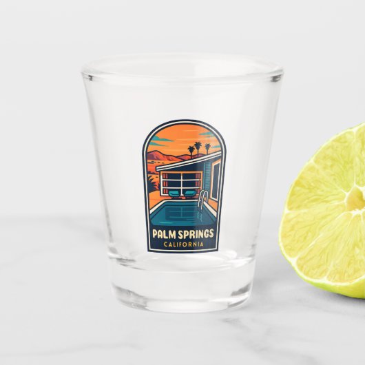 レトロヴィンテージトラベルパーム春カリフォルニア ショットグラス (正面)
