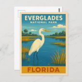 レトロヴィンテージトラベルフロリダエバーグレーズ自然 ポストカード (正面/裏面)