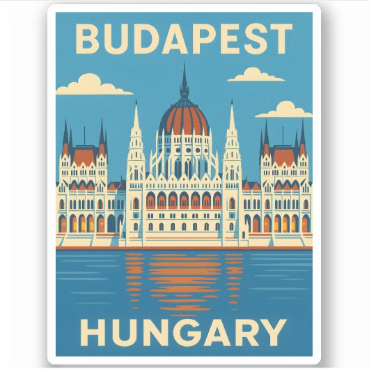 レトロヴィンテージトラベルブダペストハンガリー風光明媚 シール (正面)