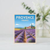 レトロヴィンテージトラベルプロヴァンスフランスランドスケープ ポストカード (スタンド正面)