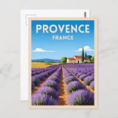 レトロヴィンテージトラベルプロヴァンスフランスランドスケープ ポストカード (正面/裏面)