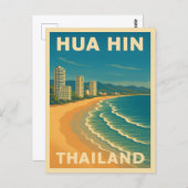 レトロヴィンテージトラベルホアヒンタイビーチ ポストカード (正面/裏面)