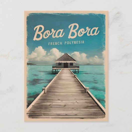 レトロヴィンテージトラベルボラポリネフランスのシア ポストカード (正面)