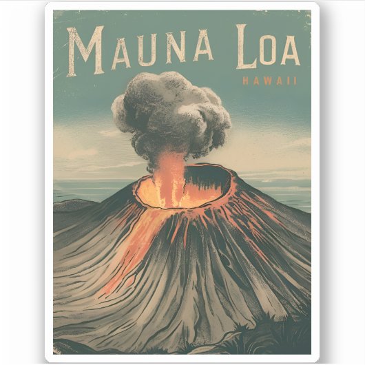 レトロヴィンテージトラベルマウナロアハワイ火山 シール (正面)