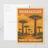 レトロヴィンテージトラベルマダガスカルバオバブツリーサンセット ポストカード (正面/裏面)