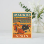 レトロヴィンテージトラベルマドリードスペインブルファイト ポストカード (スタンド正面)