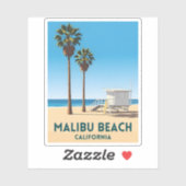 レトロヴィンテージトラベルマリブビーチカリフォルニアコースト シール (シート)