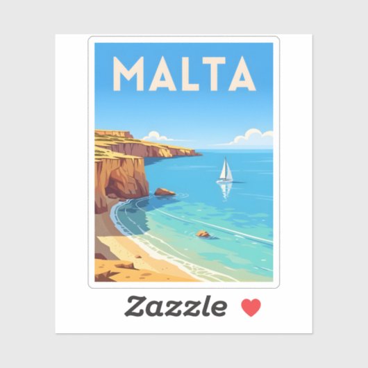 レトロヴィンテージトラベルマルタシーサイドランドスケープ シール (シート)