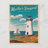 レトロヴィンテージトラベルマーサヴィンヤードライトハウス ポストカード (正面)