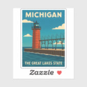 レトロヴィンテージトラベルミシガンライトハウス風光明媚 シール (シート)