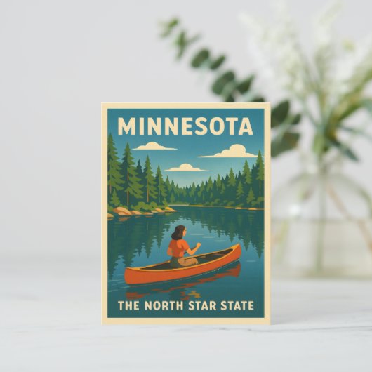 レトロヴィンテージトラベルミネソタ自然風景 ポストカード (スタンド正面)