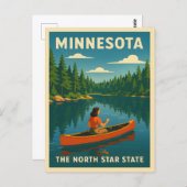 レトロヴィンテージトラベルミネソタ自然風景 ポストカード (正面/裏面)