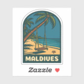 レトロヴィンテージトラベルモルディブアイランドビーチ名勝 シール (シート)