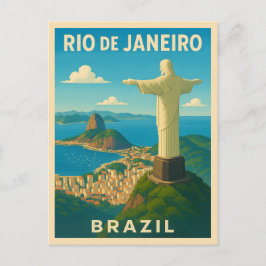 レトロヴィンテージトラベルリオデジャネイロブラジル風光明媚 ポストカード