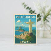 レトロヴィンテージトラベルリオデジャネイロブラジル風光明媚 ポストカード (スタンド正面)