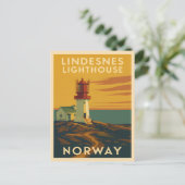 レトロヴィンテージトラベルリンデスニーズライトハウスノルウェー ポストカード (スタンド正面)