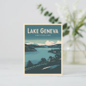レトロヴィンテージトラベルレイクジュネーブスイス ポストカード (スタンド正面)