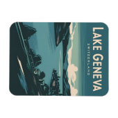 レトロヴィンテージトラベルレイクジュネーブスイス マグネット (横)