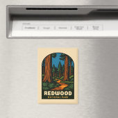 レトロヴィンテージトラベルレッドウッド国立公園自然 マグネット (インサイチュ (食洗機))