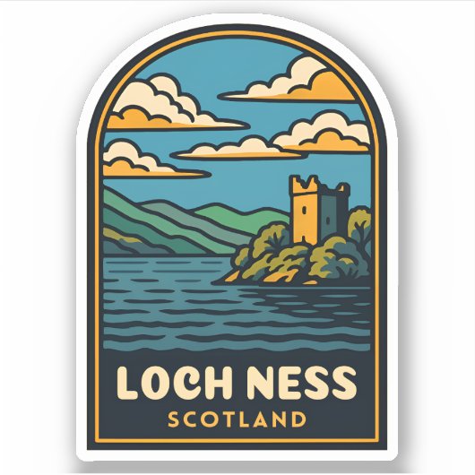 レトロヴィンテージトラベルロックネススコットランドキャッスル シール (正面)