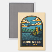 レトロヴィンテージトラベルロックネススコットランドキャッスル マグネット (正面/裏面)