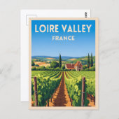 レトロヴィンテージトラベルロワレバレーフランスヴィネヤード ポストカード (正面/裏面)