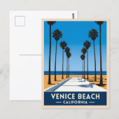 レトロヴィンテージトラベルヴェニスビーチカリフォルニアコースト ポストカード (正面/裏面)