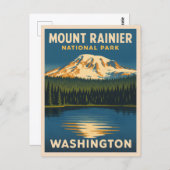 レトロヴィンテージトラベル山レイニアナショナルパーク ポストカード (正面/裏面)