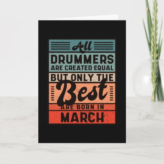 レトロヴィンテージドラマー誕生日マーチ カード (正面)