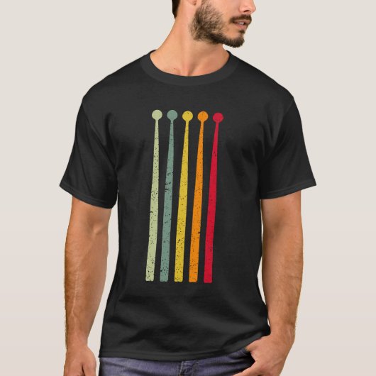 レトロヴィンテージドラムスティック Tシャツ (正面)