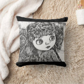 レトロヴィンテージドールグランジアートかわいいおもしろいボホスタイル クッション (ブランケット)