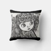 レトロヴィンテージドールグランジアートかわいいおもしろいボホスタイル クッション (裏面)