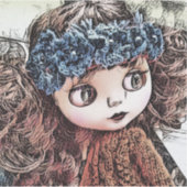 レトロヴィンテージドールグランジアートかわいいおもしろいボホスタイル シール (正面)