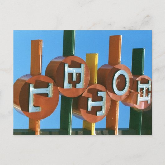 レトロヴィンテージネオンホテル/モーテルサイン ポストカード (正面)