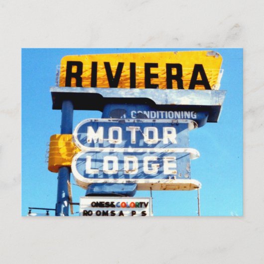 レトロヴィンテージネオンモーテルサイン ポストカード (正面)