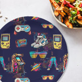 レトロヴィンテージネオン80のパターン ペーパープレート