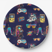 レトロヴィンテージネオン80のパターン ペーパープレート (正面)