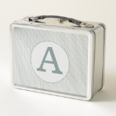 レトロヴィンテージノスタルジックグリーン水玉模様 メタルランチボックス (裏面)