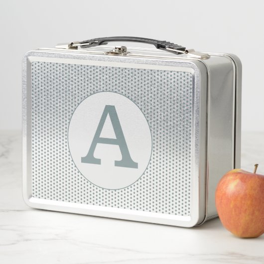 レトロヴィンテージノスタルジックグリーン水玉模様 メタルランチボックス (インサイチュ)