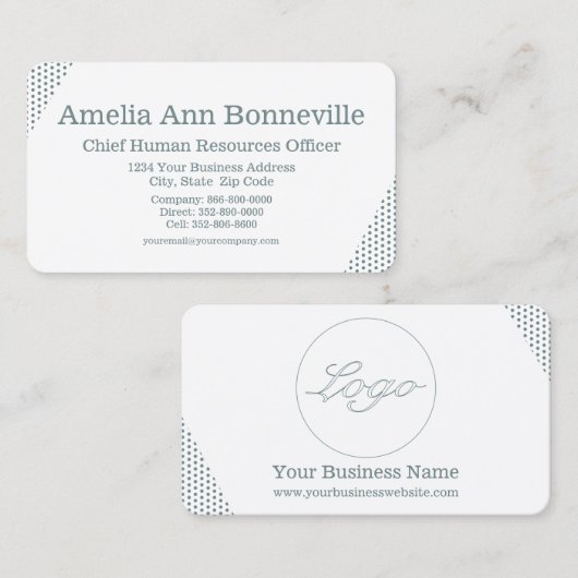 レトロヴィンテージノスタルジックグリーン水玉模様 名刺 (正面/裏面)