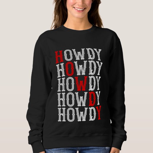レトロヴィンテージハウディ女性のカーボーイロデオウエスタンカントリー スウェットシャツ (正面)