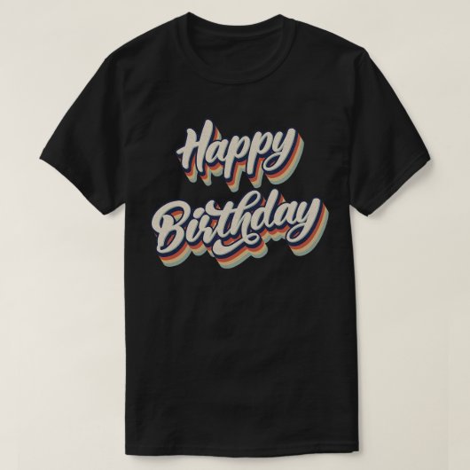 レトロヴィンテージハッピーバースデー Tシャツ (デザイン正面)