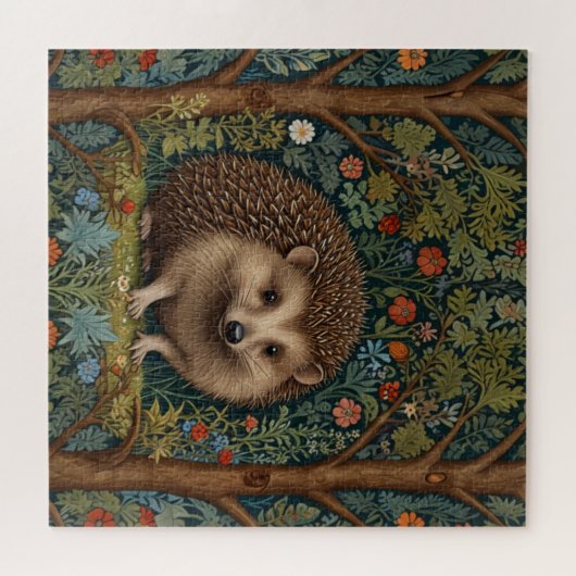 レトロヴィンテージハリネズミ森林植物学 ジグソーパズル (横)