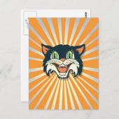 レトロヴィンテージハロウィンキャット ポストカード (正面/裏面)